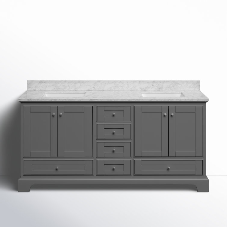 Audrey 72'' Sapphire Gray Double Bathroom Vanity with Marble Top