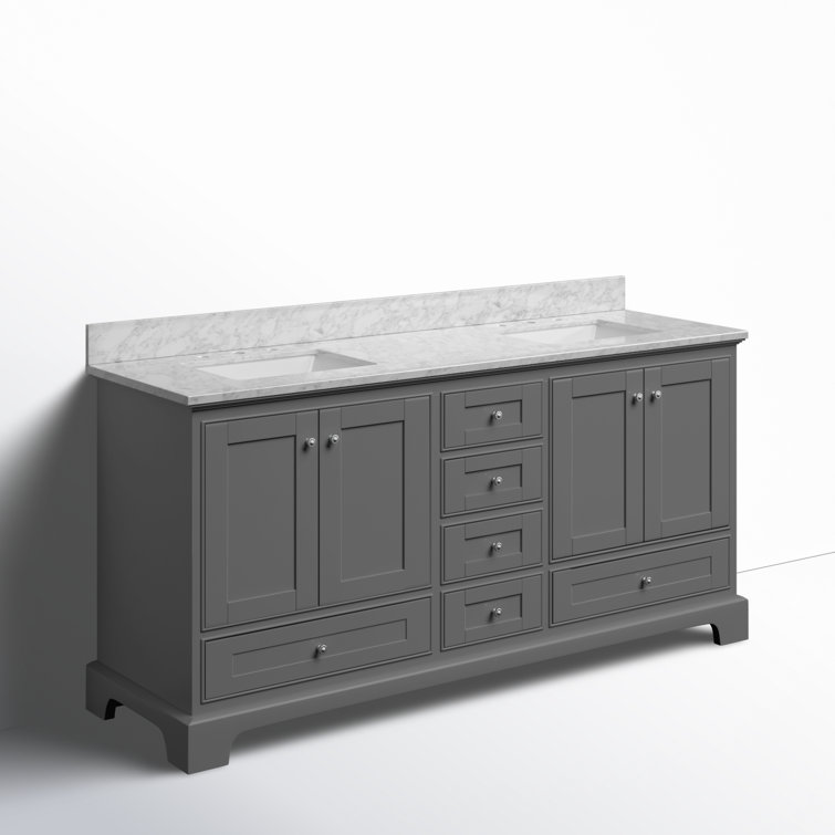 Audrey 72'' Sapphire Gray Double Bathroom Vanity with Marble Top