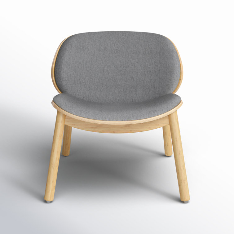 Gray Velvet Lounge Chair with Bamboo Frame