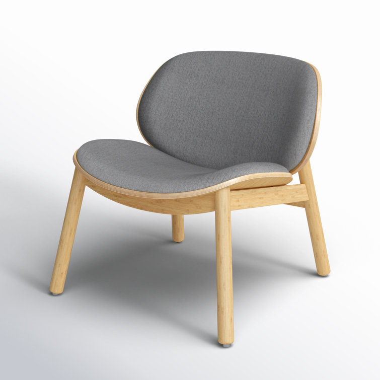 Gray Velvet Lounge Chair with Bamboo Frame