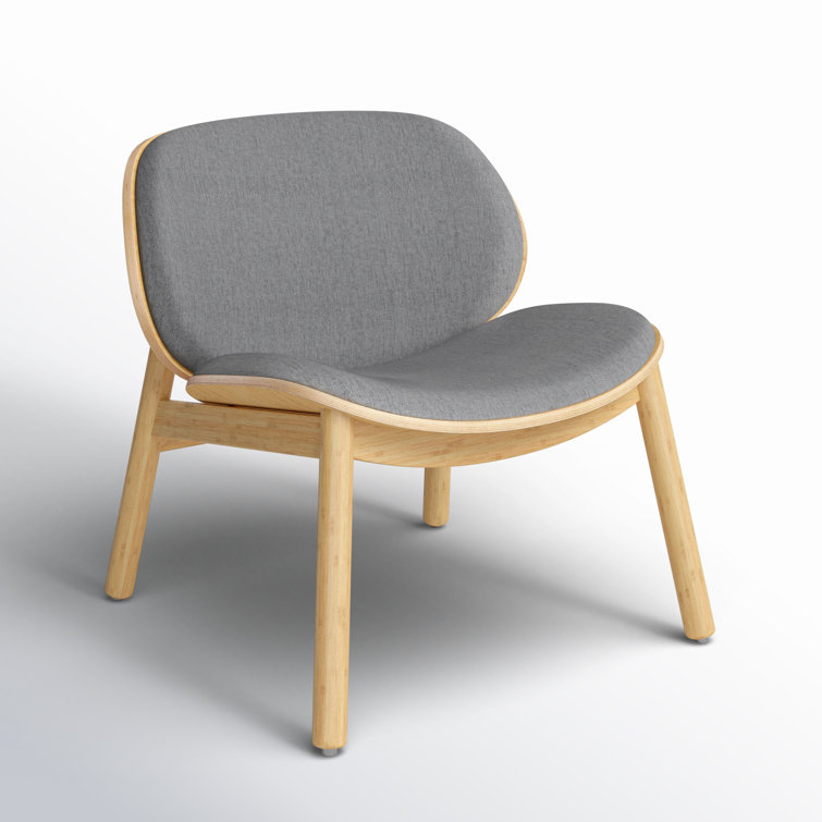 Gray Velvet Lounge Chair with Bamboo Frame