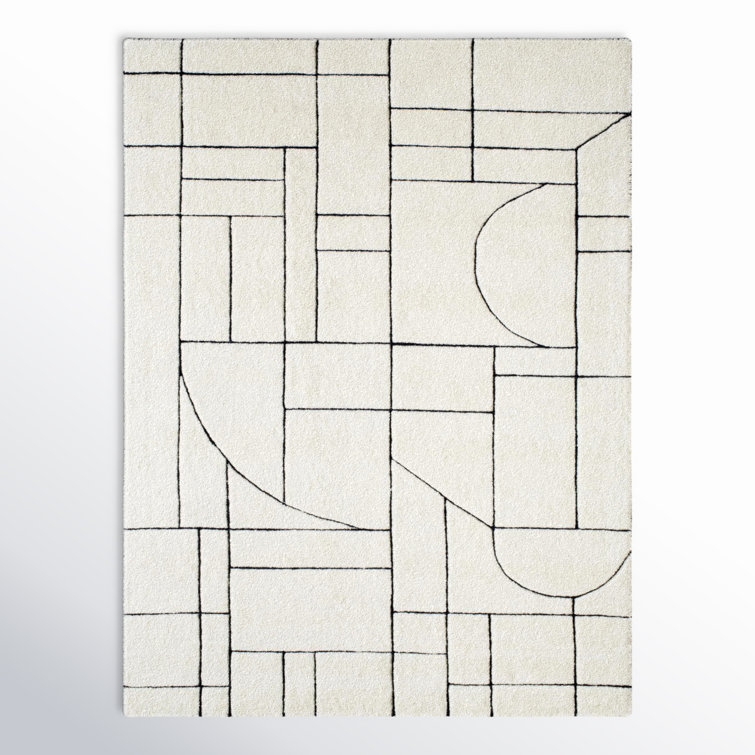 Lyla Black and Cream Wool Hand-Tufted Rug 2' x 3'