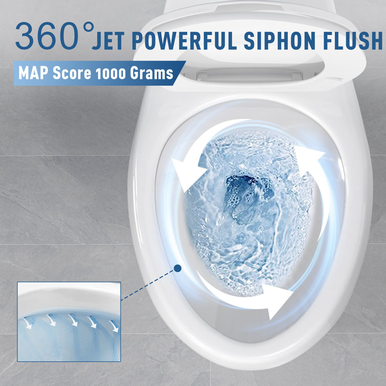Glossy White Extra Tall 21" Dual Flush Elongated Two-Piece Toilet