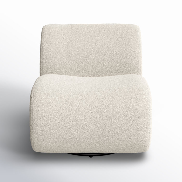 Sheldon Ivory Swivel Lounge Chair with Oak Frame