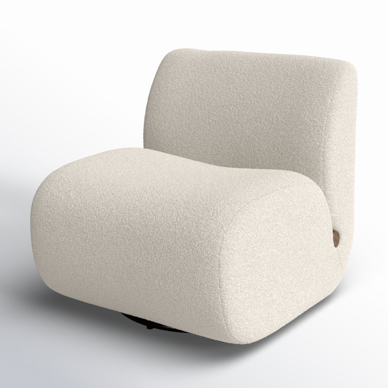 Sheldon Ivory Swivel Lounge Chair with Oak Frame