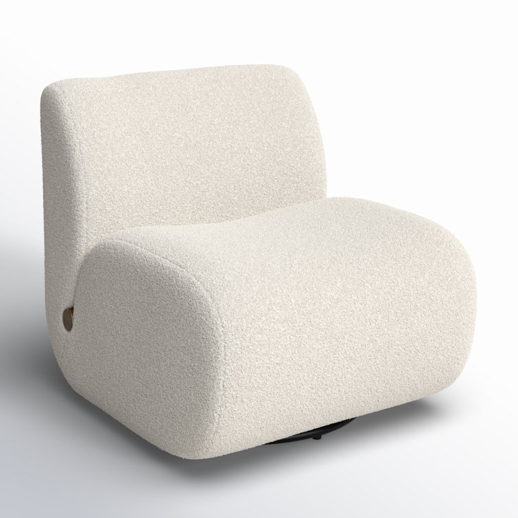 Sheldon Ivory Swivel Lounge Chair with Oak Frame