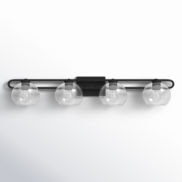 Midnight Black Clear Glass 4-Light Vanity Fixture