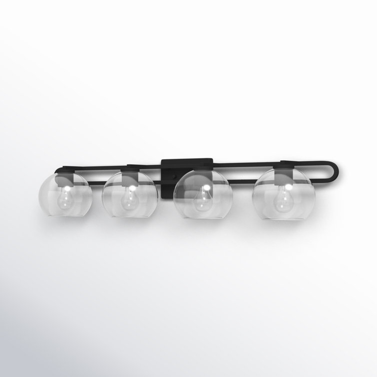 Midnight Black Clear Glass 4-Light Vanity Fixture