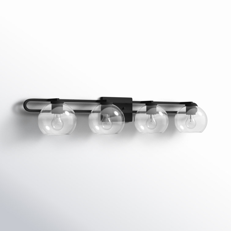 Midnight Black Clear Glass 4-Light Vanity Fixture