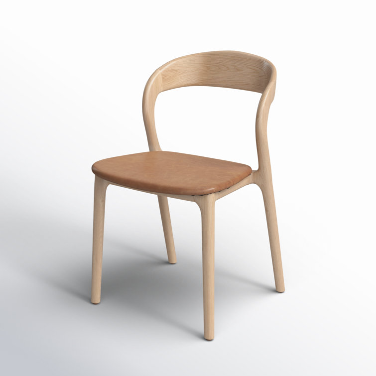 Sonoma Butterscotch Leather Side Chair with Solid Ash Frame