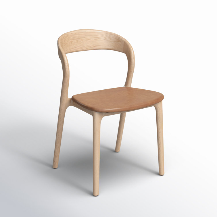 Sonoma Butterscotch Leather Side Chair with Solid Ash Frame