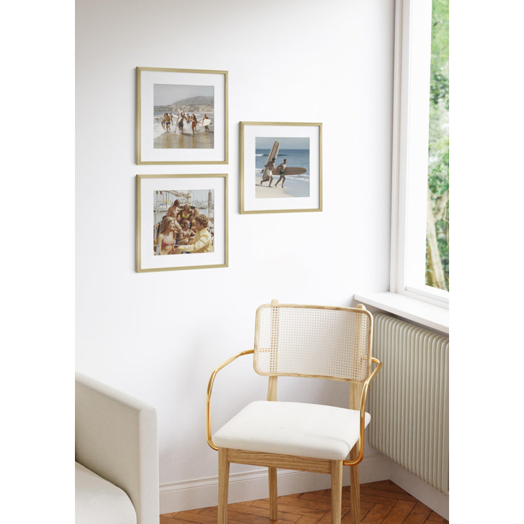 16x16 Gold Aluminum Wall Picture Frames Set of 3