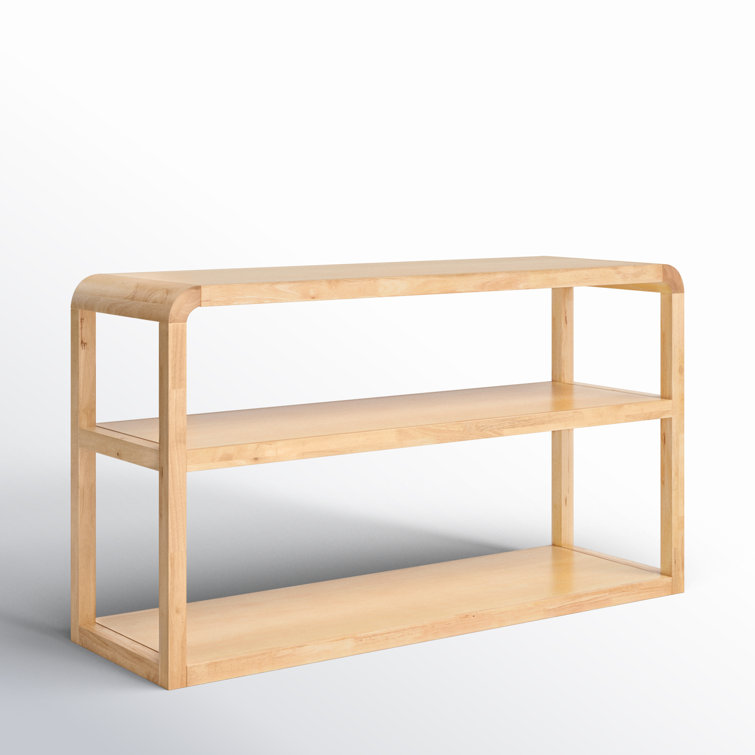 Omara Modern 3-Tier Black Rubberwood Console Table with Storage
