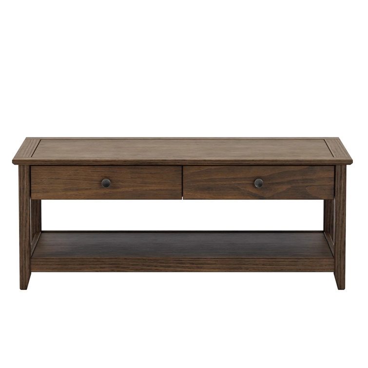 Greenport Brushed Walnut Solid Wood Coffee Table with Storage