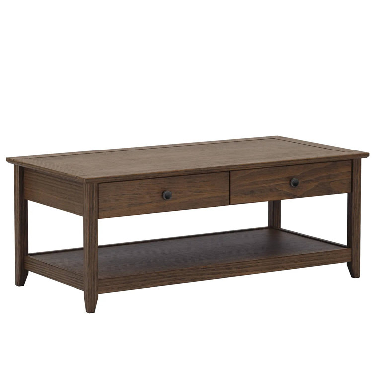 Greenport Brushed Walnut Solid Wood Coffee Table with Storage