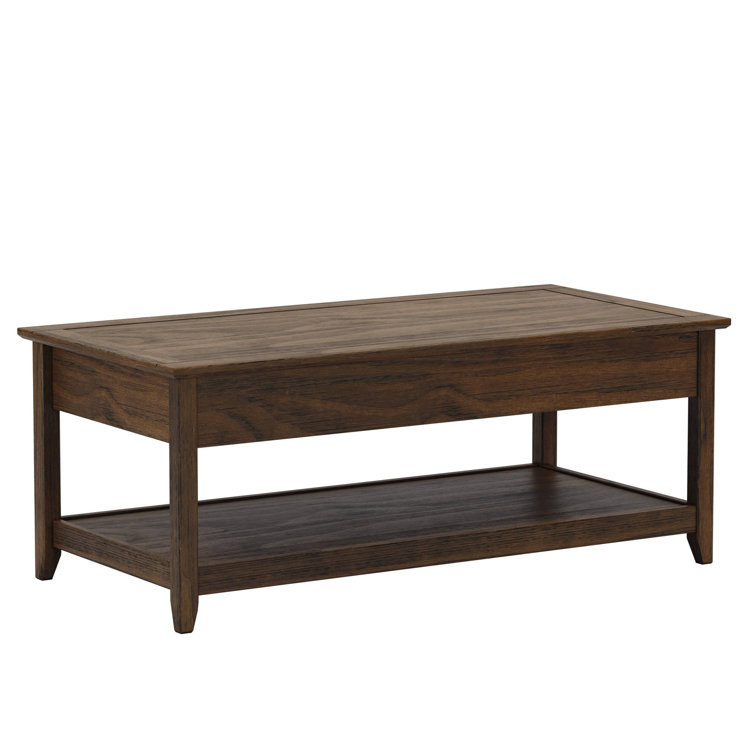 Greenport Brushed Walnut Solid Wood Coffee Table with Storage