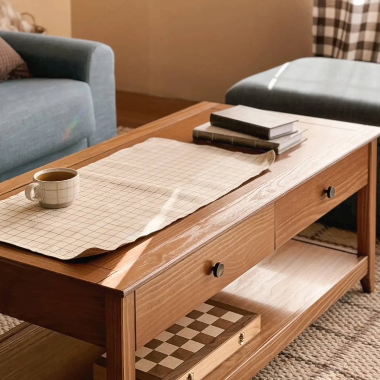 Greenport Brushed Walnut Solid Wood Coffee Table with Storage