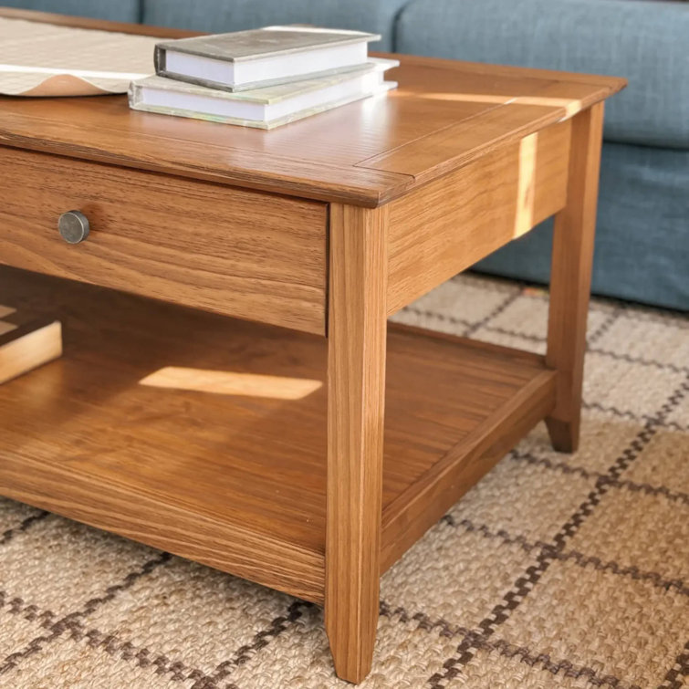 Greenport Brushed Walnut Solid Wood Coffee Table with Storage