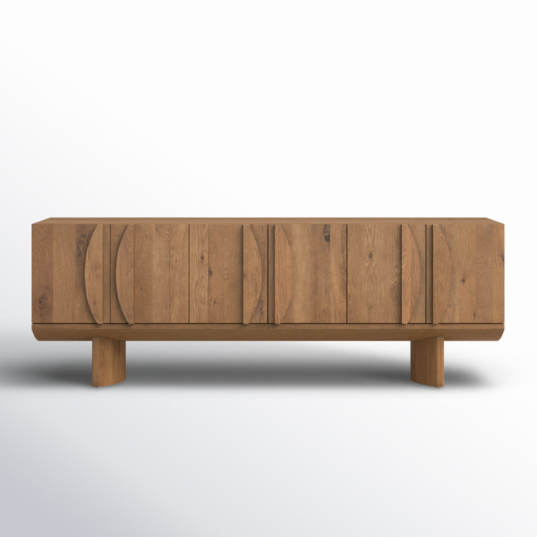 Contemporary Dusted Oak Veneer Demilune Media Console with Storage