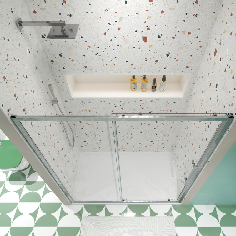 60" x 72" Chrome Tempered Glass Sliding Shower Door