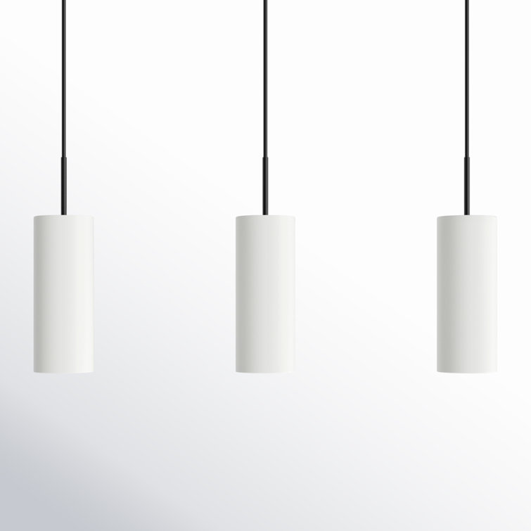 Opal Glass and Black 3-Light Kitchen Island Pendant