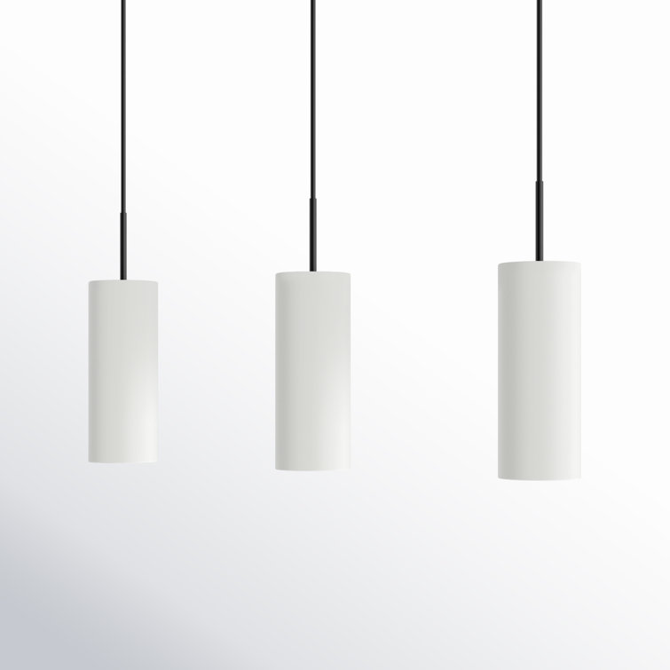 Opal Glass and Black 3-Light Kitchen Island Pendant