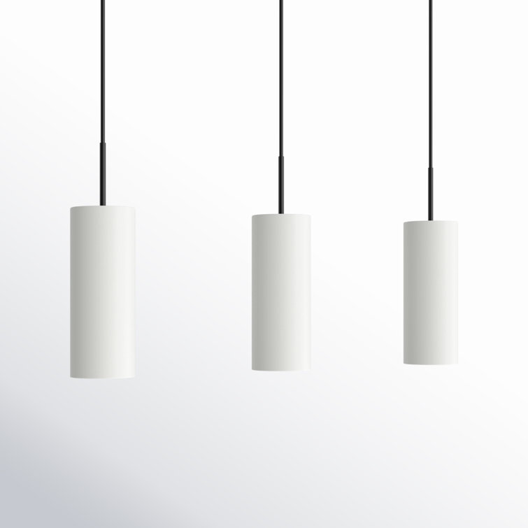 Opal Glass and Black 3-Light Kitchen Island Pendant