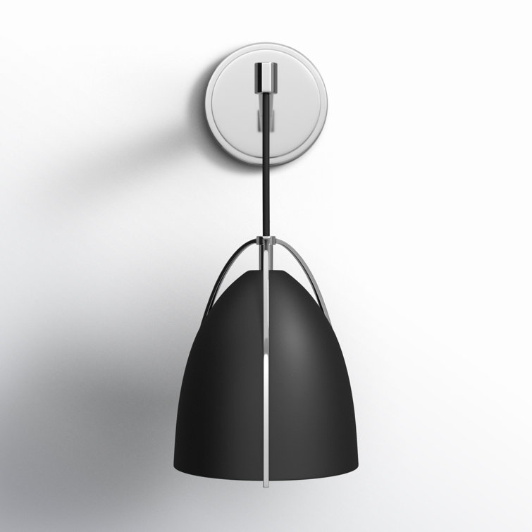 Norman Midnight Black and Chrome 1-Light Outdoor Wall Sconce