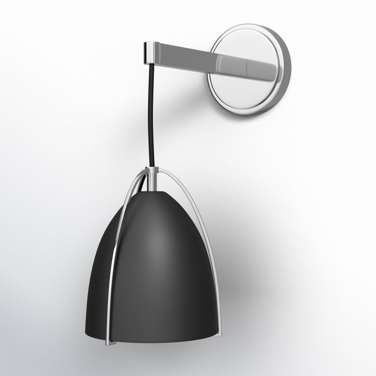 Norman Midnight Black and Chrome 1-Light Outdoor Wall Sconce