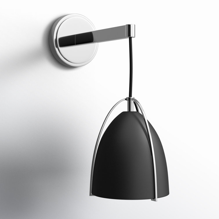 Norman Midnight Black and Chrome 1-Light Outdoor Wall Sconce