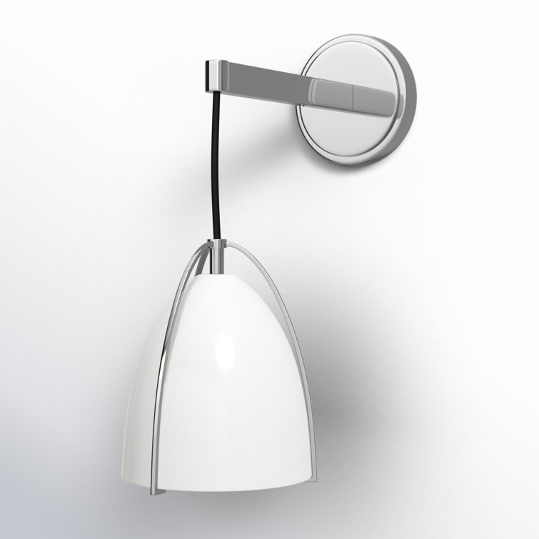 Chrome and Matte White Steel Single Bath Sconce