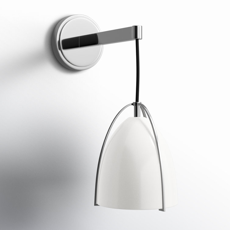 Chrome and Matte White Steel Single Bath Sconce