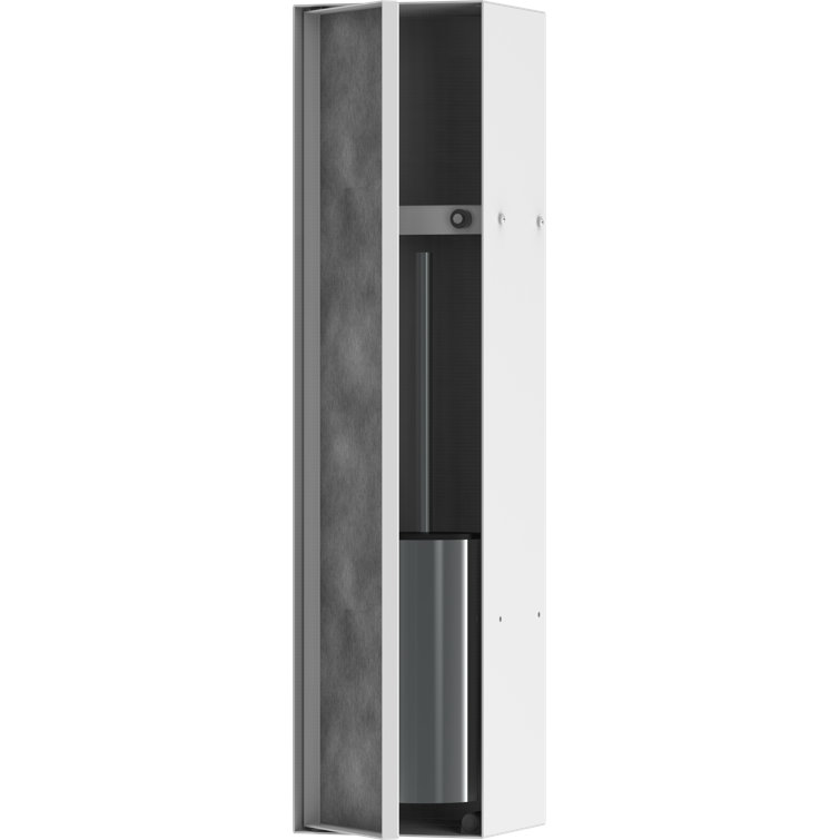 Matte White Recessed Toilet Brush Holder with Shelf and Door