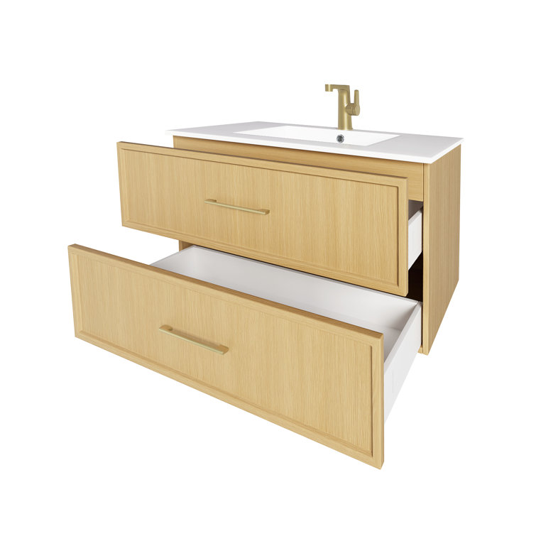 Cassidy 36" Natura Wall-Mounted Vanity with Cultured Marble Top