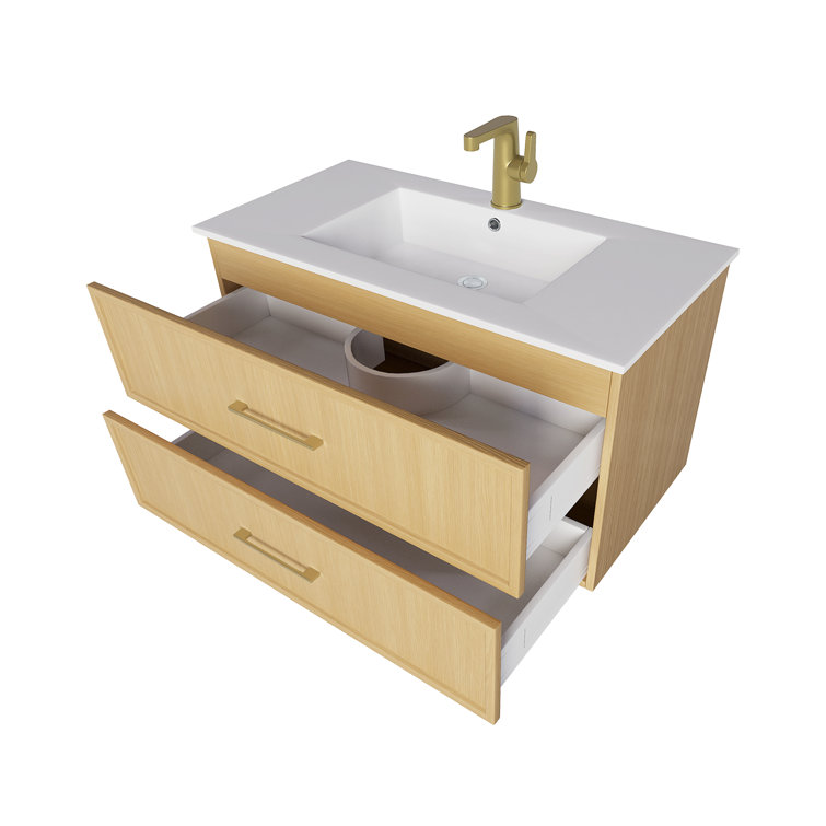 Cassidy 36" Natura Wall-Mounted Vanity with Cultured Marble Top