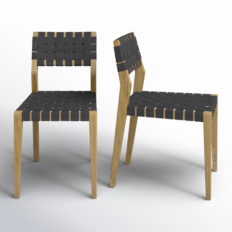 Charcoal Upholstered Oak Wood Side Chair