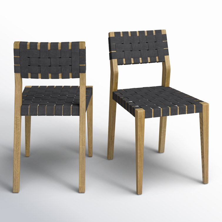 Charcoal Upholstered Oak Wood Side Chair