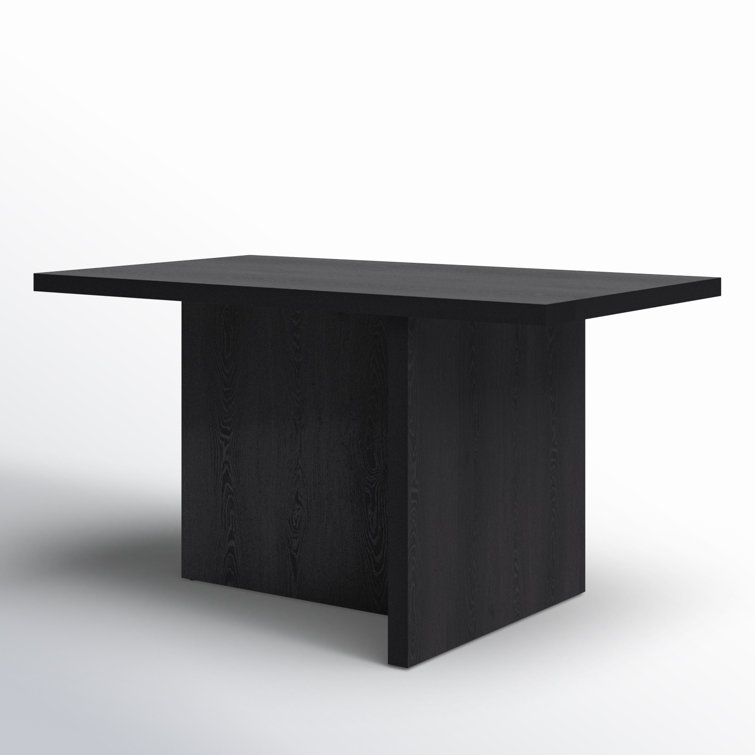 Aava Black Rectangular MDF Pedestal Dining Table