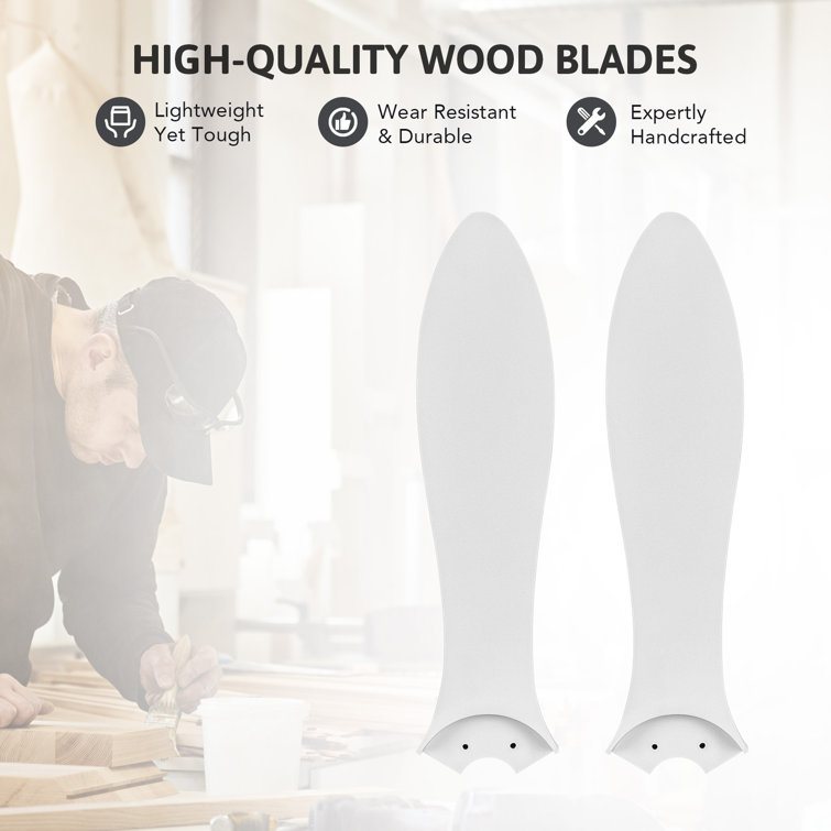 White 52" Modern LED Ceiling Fan with Remote and Wood Blades