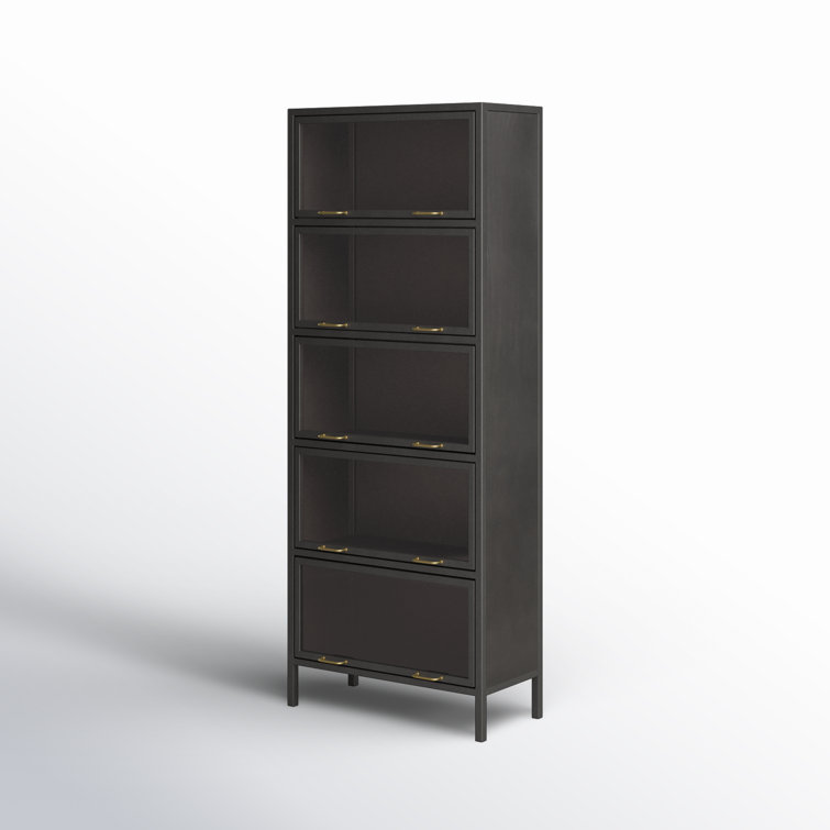 Industrial Black Iron & Smoked Glass Tall Cabinet