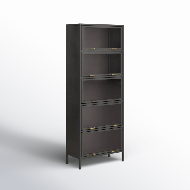 Industrial Black Iron & Smoked Glass Tall Cabinet