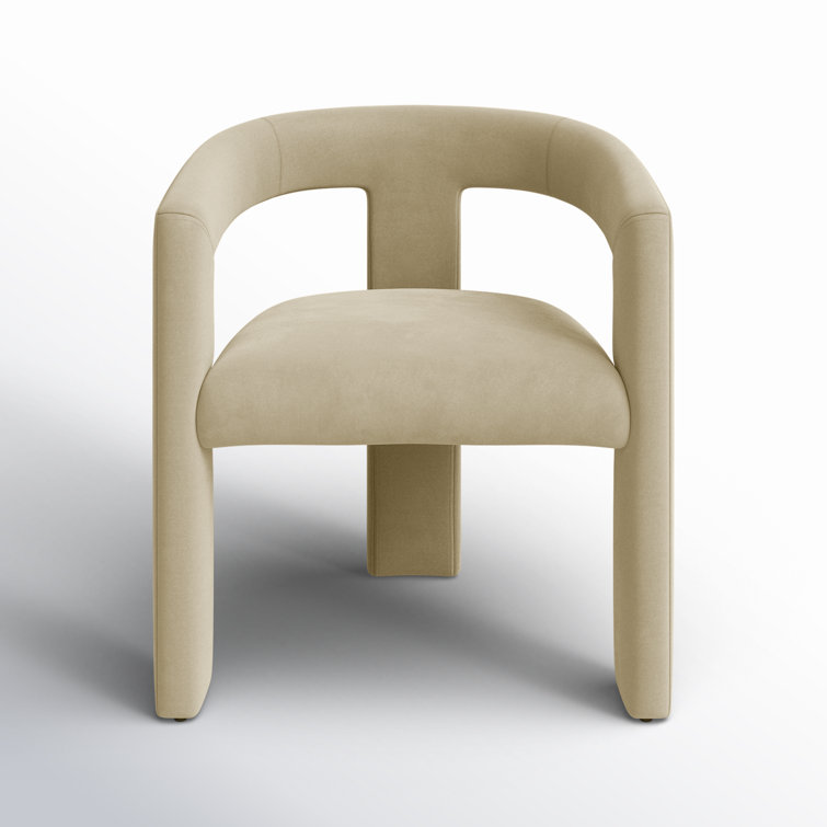 Beige Velvet Upholstered Dining Chair with Metal Legs