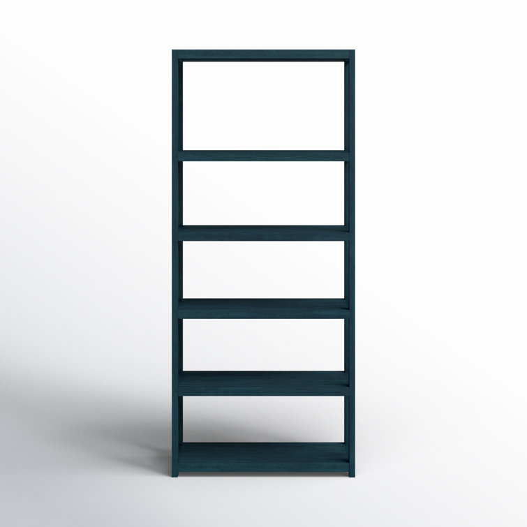 Navy Blue Wood 5-Tier Etagere Bookcase