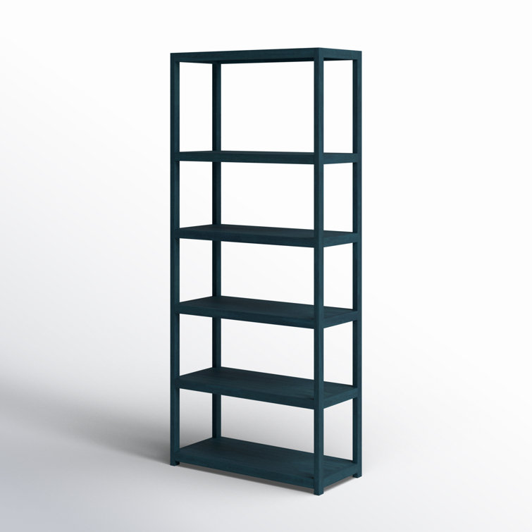 Navy Blue Wood 5-Tier Etagere Bookcase