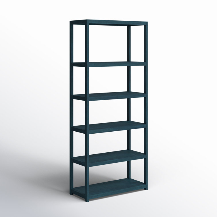 Navy Blue Wood 5-Tier Etagere Bookcase