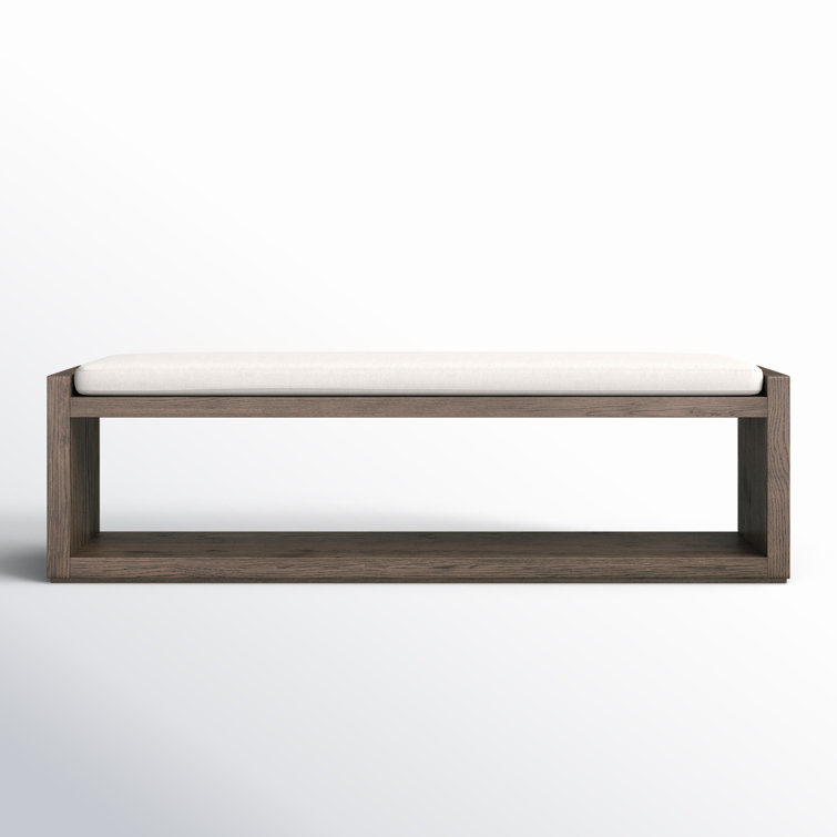 67'' Cedar-Finished Nettlewood Upholstered Bench in Brown/Cream