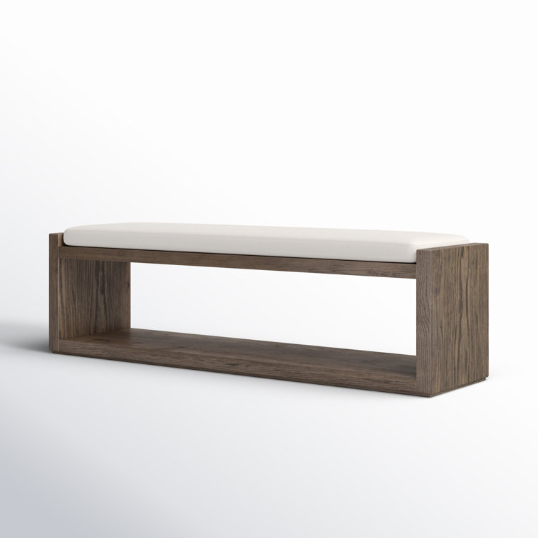 67'' Cedar-Finished Nettlewood Upholstered Bench in Brown/Cream