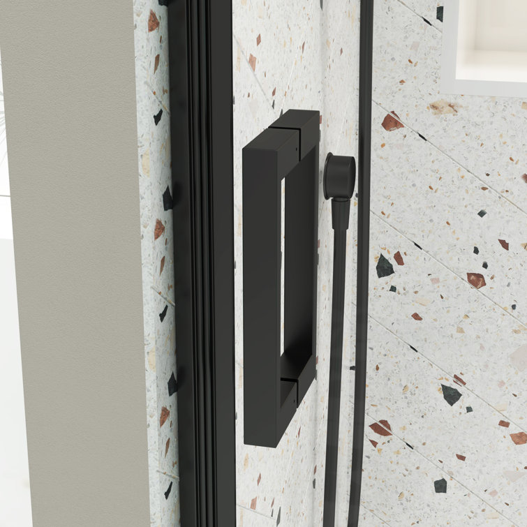 Matte Black Tempered Glass Sliding Shower Door 56-60" W x 58" H