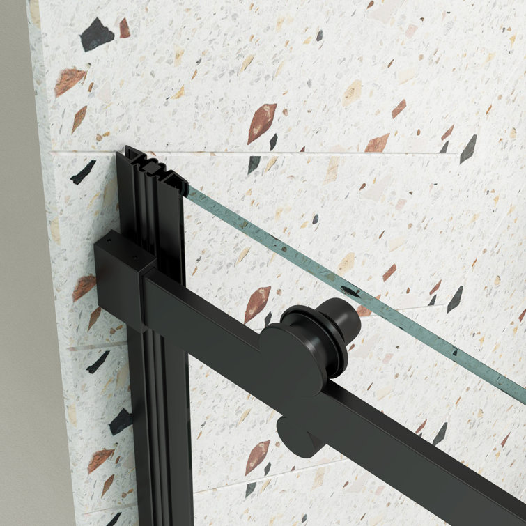 Matte Black Tempered Glass Sliding Shower Door 56-60" W x 58" H