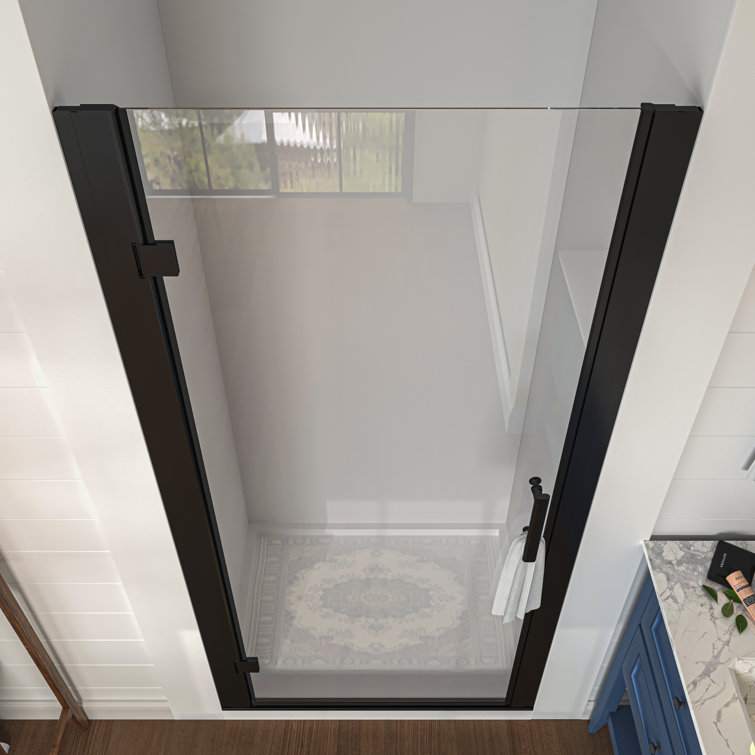 36'' x 72'' Frameless Clear Glass Shower Door in Matte Black